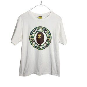 BAPE 1st Camo Busy Works mens tee size Medium white short sleeves